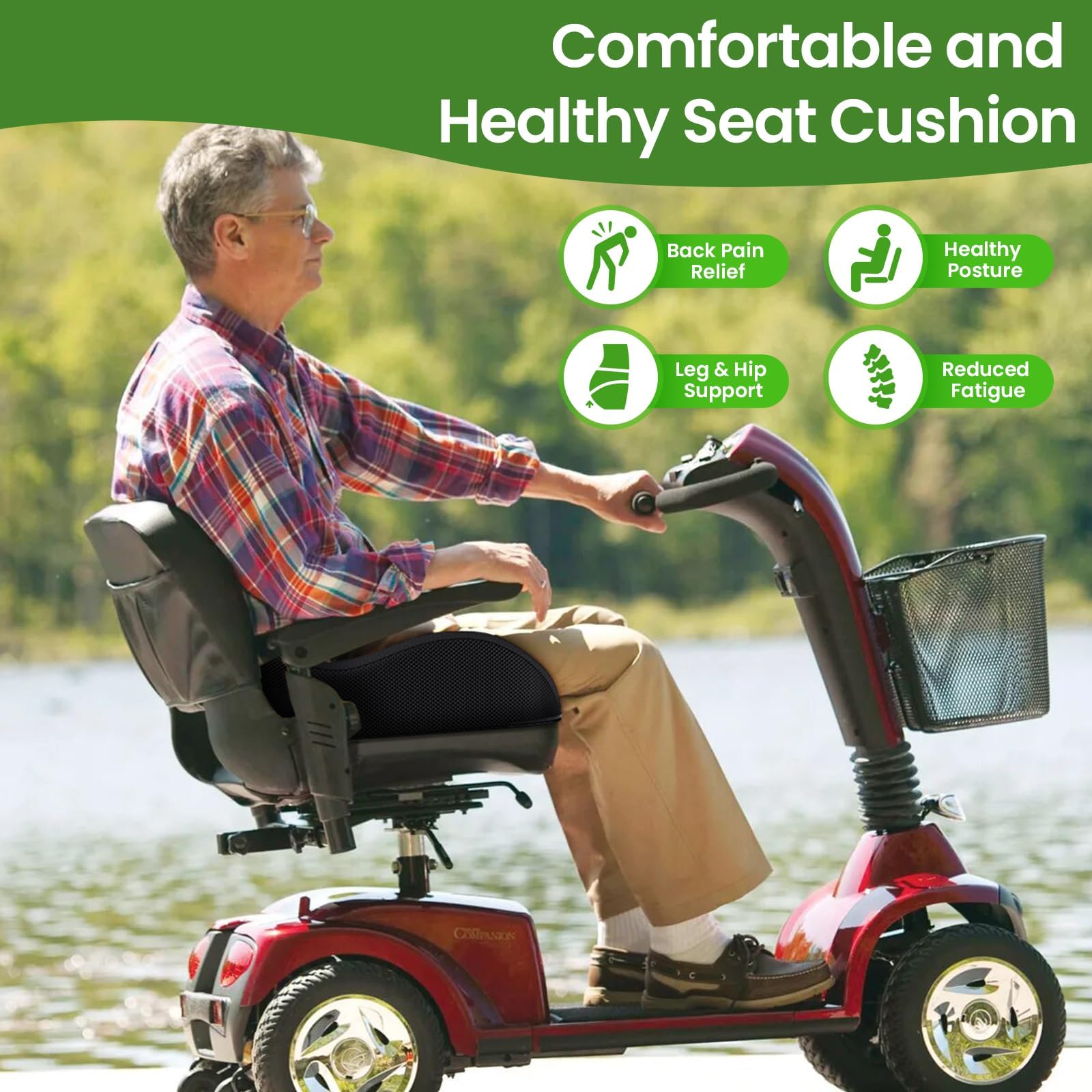 Benazcap Cuscino Ergonomico Sedia Ufficio, Cuscino di Seduta Ortopedico per Alleviare la Pressione di Coccige, Sciatica, Cuscino di Seduta in Memory per Sedia a Rotelle, Sedile Auto