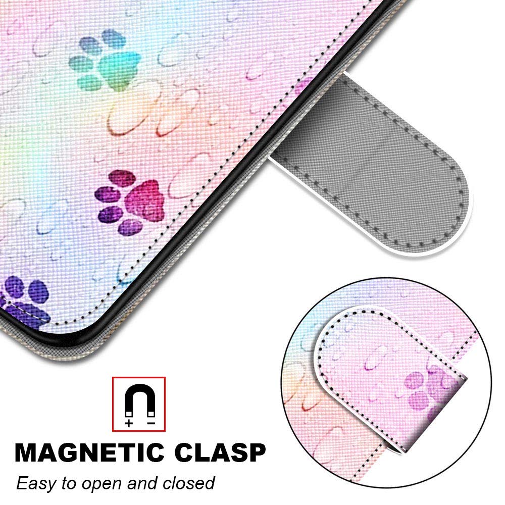 IMEIKONST Cover per Motorola Moto G85, Custodia Premium in Pelle Antifurto Magnetica Portafoglio Slot Schede Cavalletto Morbida TPU Protezione per Moto G85. Gatto Cane Rosa SD