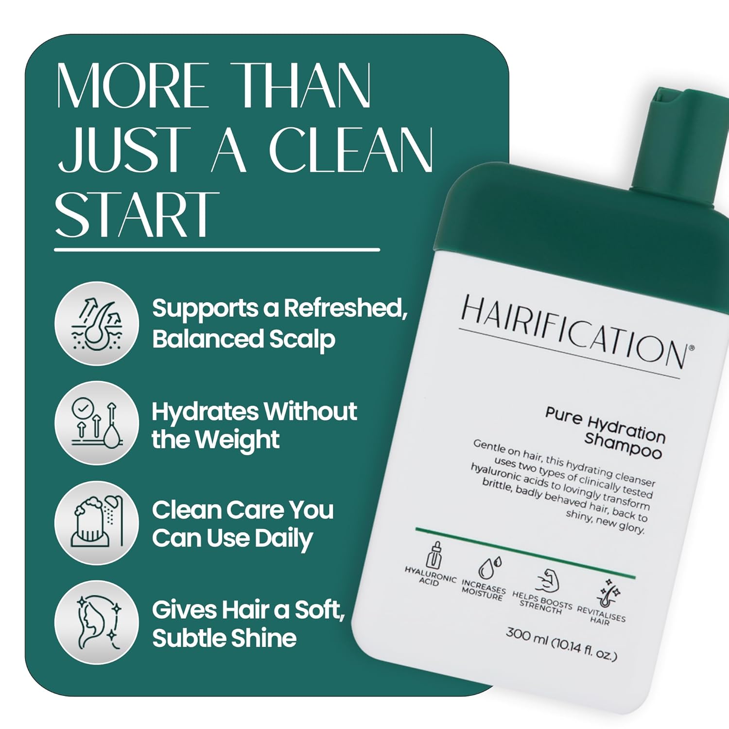 Pure Hydration Shampoo for Dry or Fine Hair with Hyaluronic Acid, Niacinamide and Plant Extracts - 300ml - Image 4