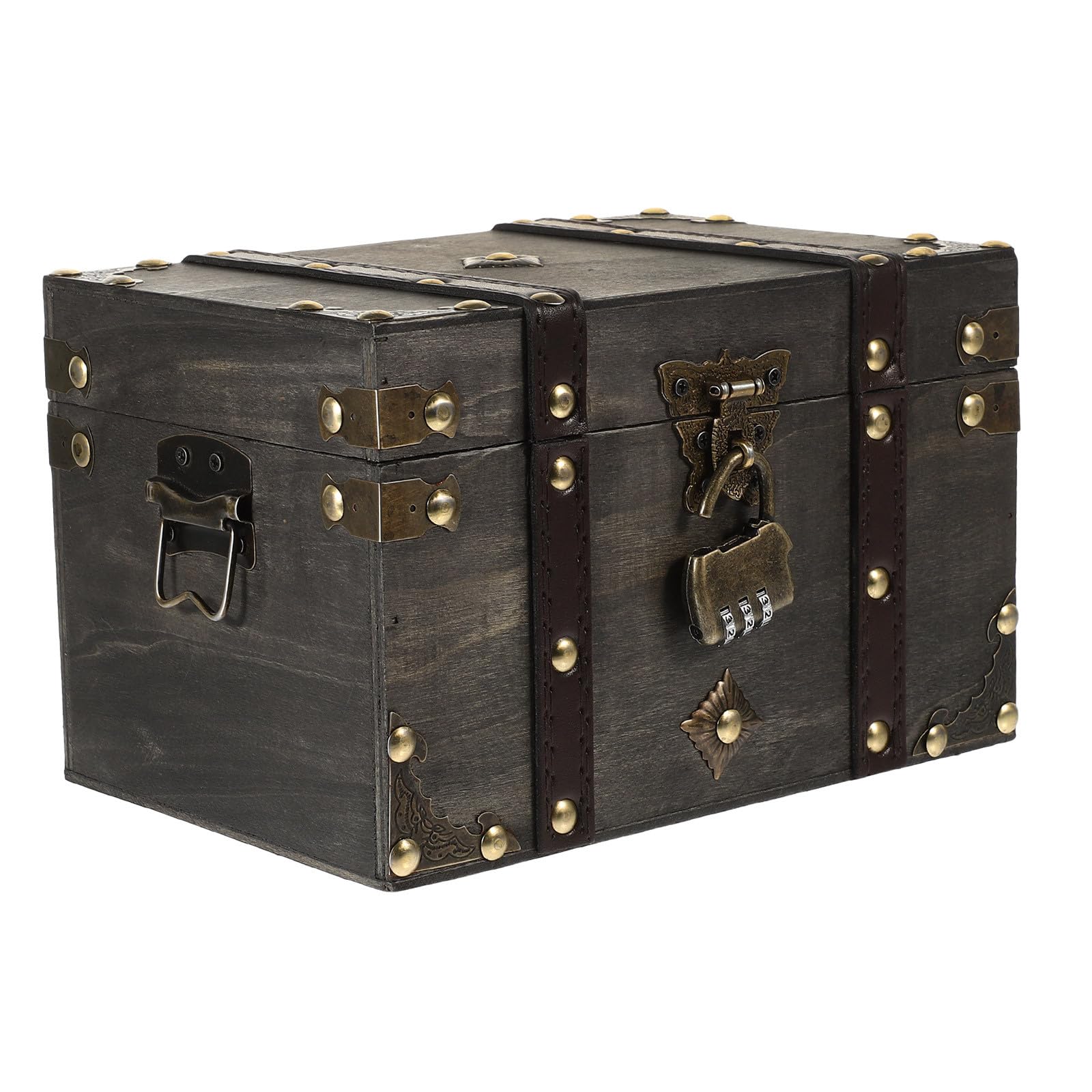 Beaupretty Holztruhe mit Schloss und Großem Fassungsvermögen Dekorative Piratenschatzkiste und Metall Multifunktionale Aufbewahrungsbox für Schmuck und Bücher