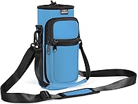 Vista 18 de Bolsa para botella de agua Nuovoware, soporte para botella de agua de 25oz/40oz/64oz, correa de mano ajustable, 2 bolsillos de neopreno, accesorios
