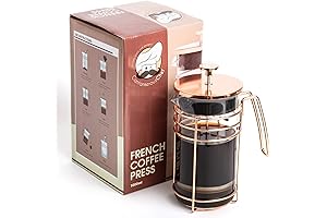 French Press Coffee Maker with Rose Gold Finish - 1000ml