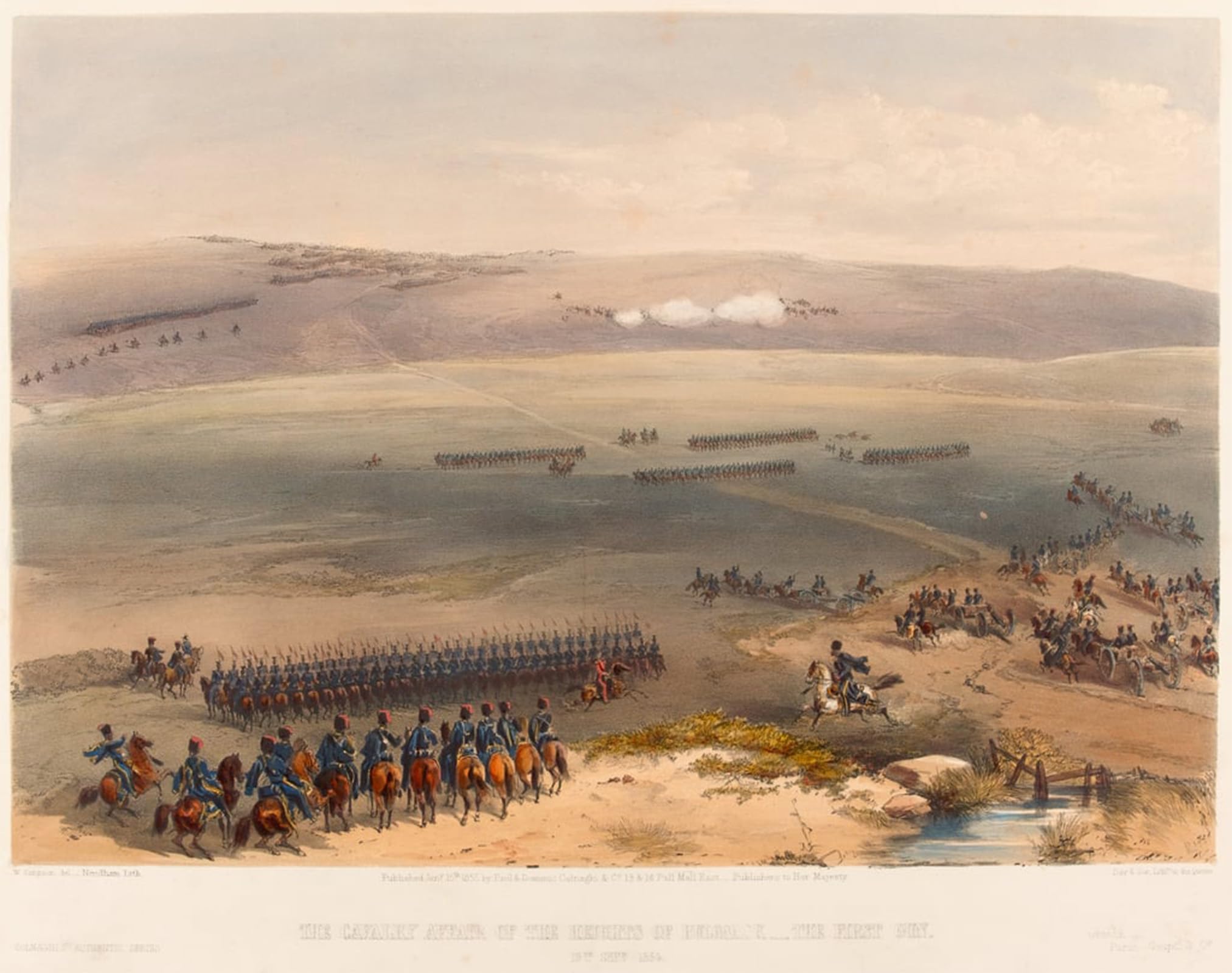 ARTXLXXBN Famous Painting Canvas Artwork Graffiti Print the Cavalry Affair of the Heights of Bulganak the First by William Crimea Simpson Portrait Canvas Image for Home Decor 60x90cm