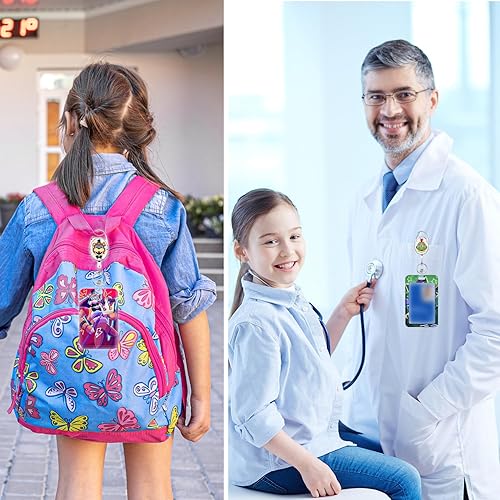 Miniatura 6 de Pounchi Carretes retráctiles para insignia de juego de terror (paquete de 2) con etiqueta de nombre de dibujos animados (paquete de 2) portatarjetas