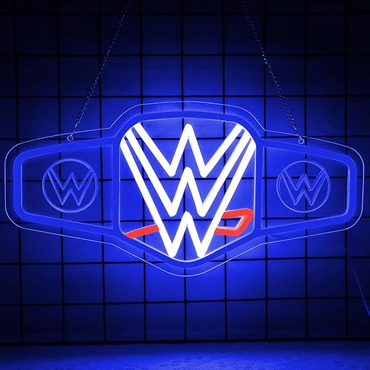 Wrestling Neon Sign for Wall Decor, Dimmable LED Boxing Belt Championship Neon Signs Light for Bedroom Dormitory Man Cave Beer Bar Boxing Club Gym Game Room, Gifts for Boys-Blue