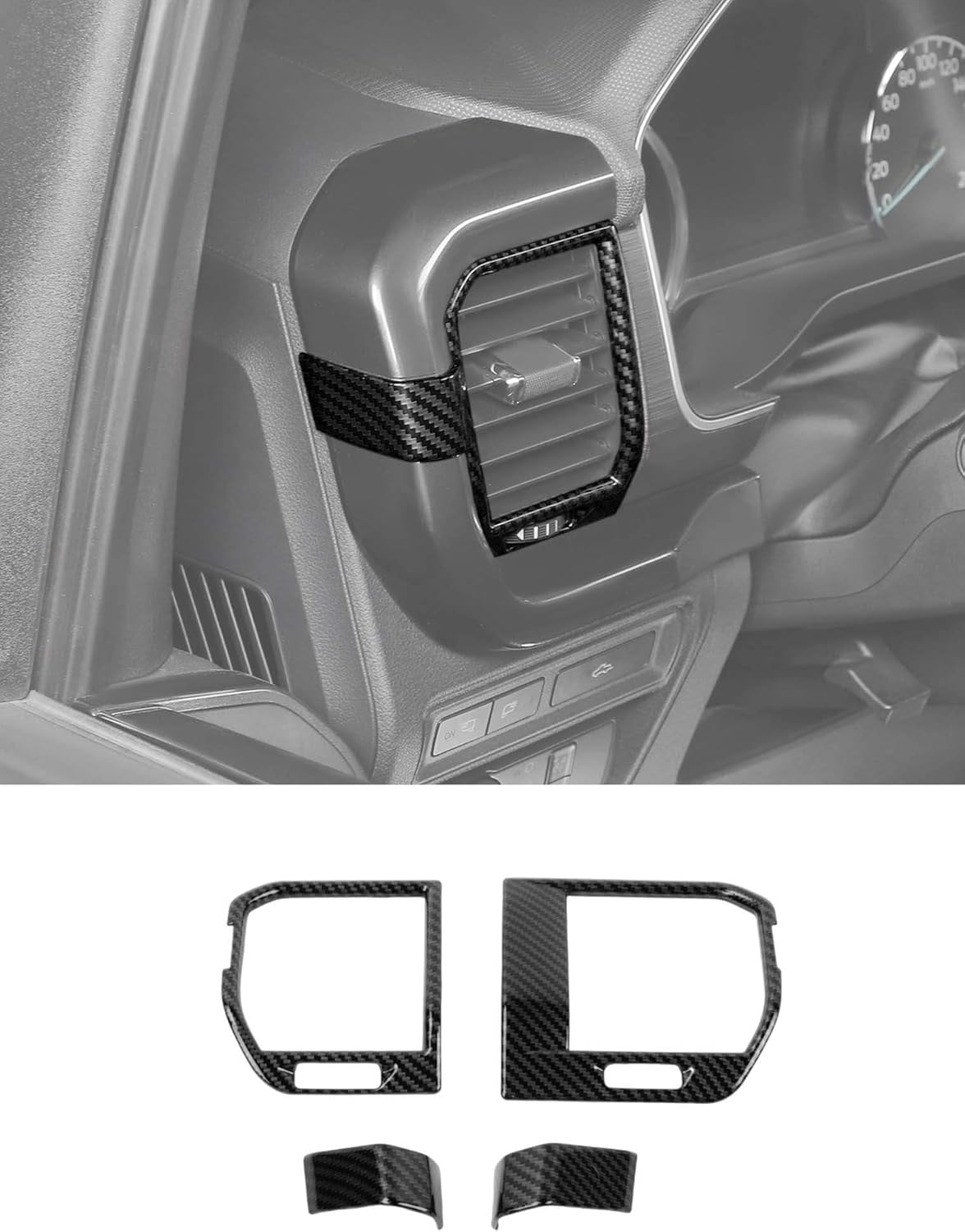 Savadicar Carbon Fiber Interior Accessories - Ac Vent Trim Cover for Ford F150 (2021-present) - Premium Texture Interior Decor Upgrade Option, 4-Piece Set