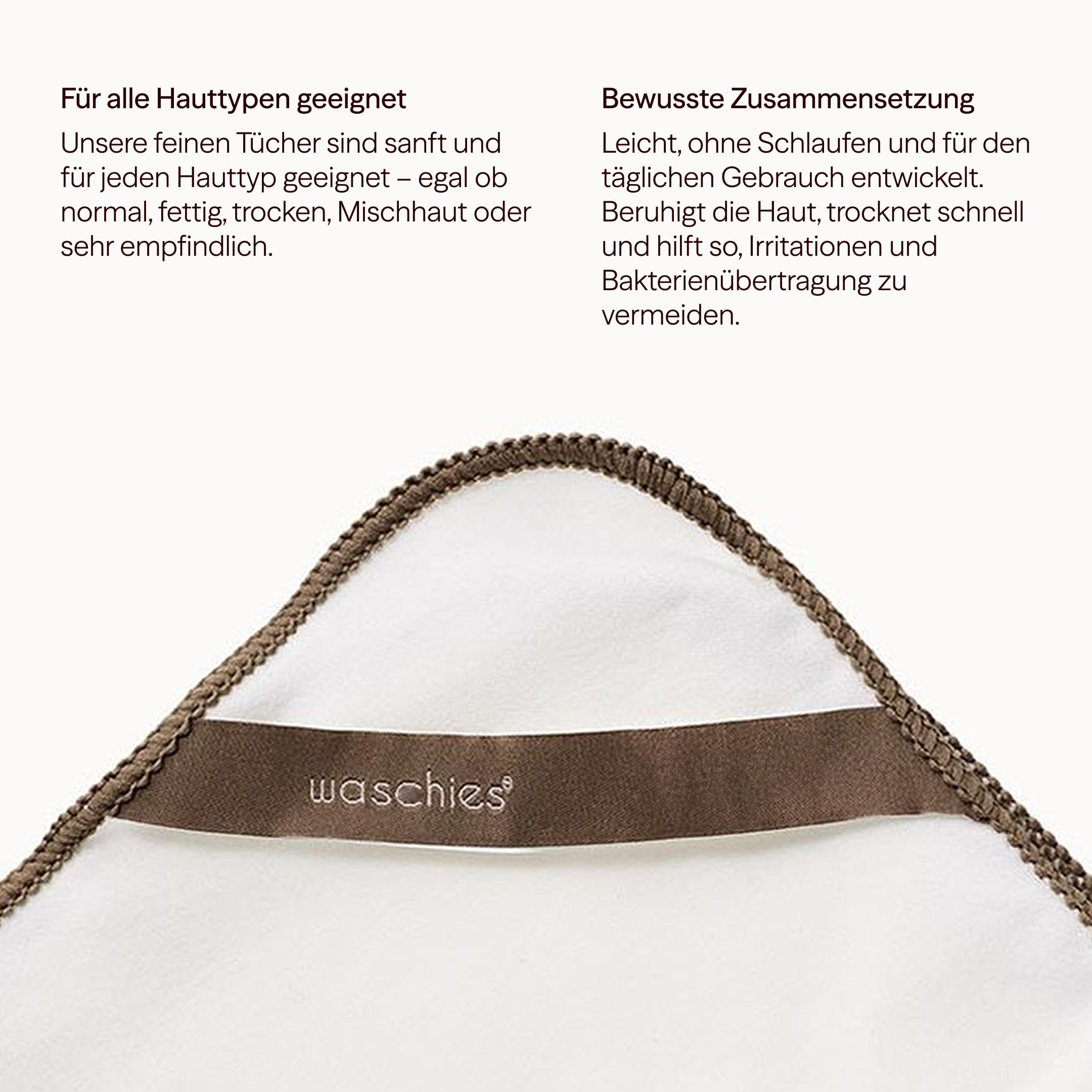 Waschies waschbare feine Gesichtstücher 5er-Set Braun/Weiß, Alle Hauttypen | Hygienisch zum Abtrocknen, reduziert Hautirritationen, Sanft & hypoallergen, waschbar, wiederverwendbar & nachhaltig
