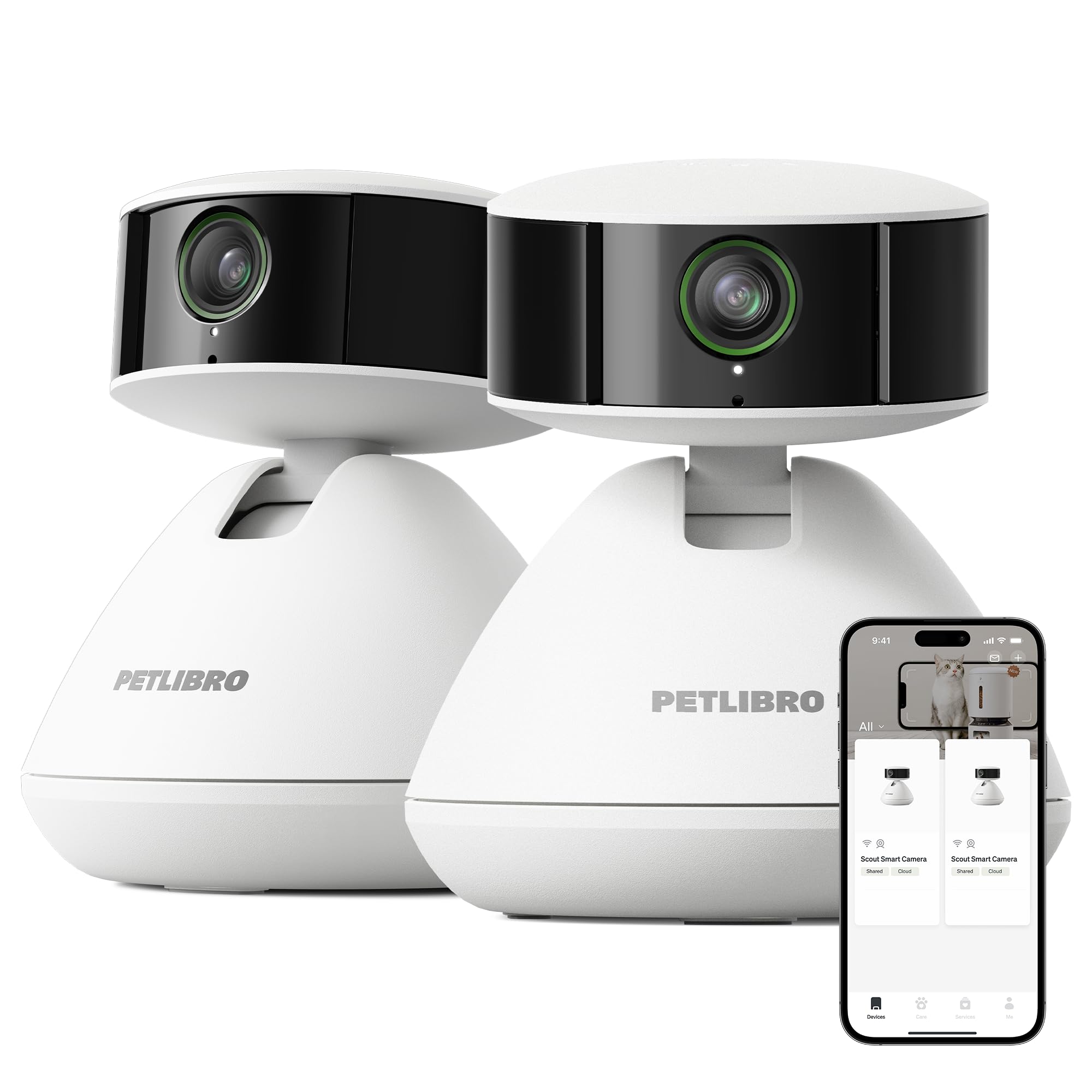 PETLIBRO 2-Packs AI Pet Camera Indoor with Phone app, Multi-Pet Recognition &amp; AI Summary, 360° Auto Tracking Night Vision Cat cam Dog cam, [One Dog Camera Requires One Subscription]