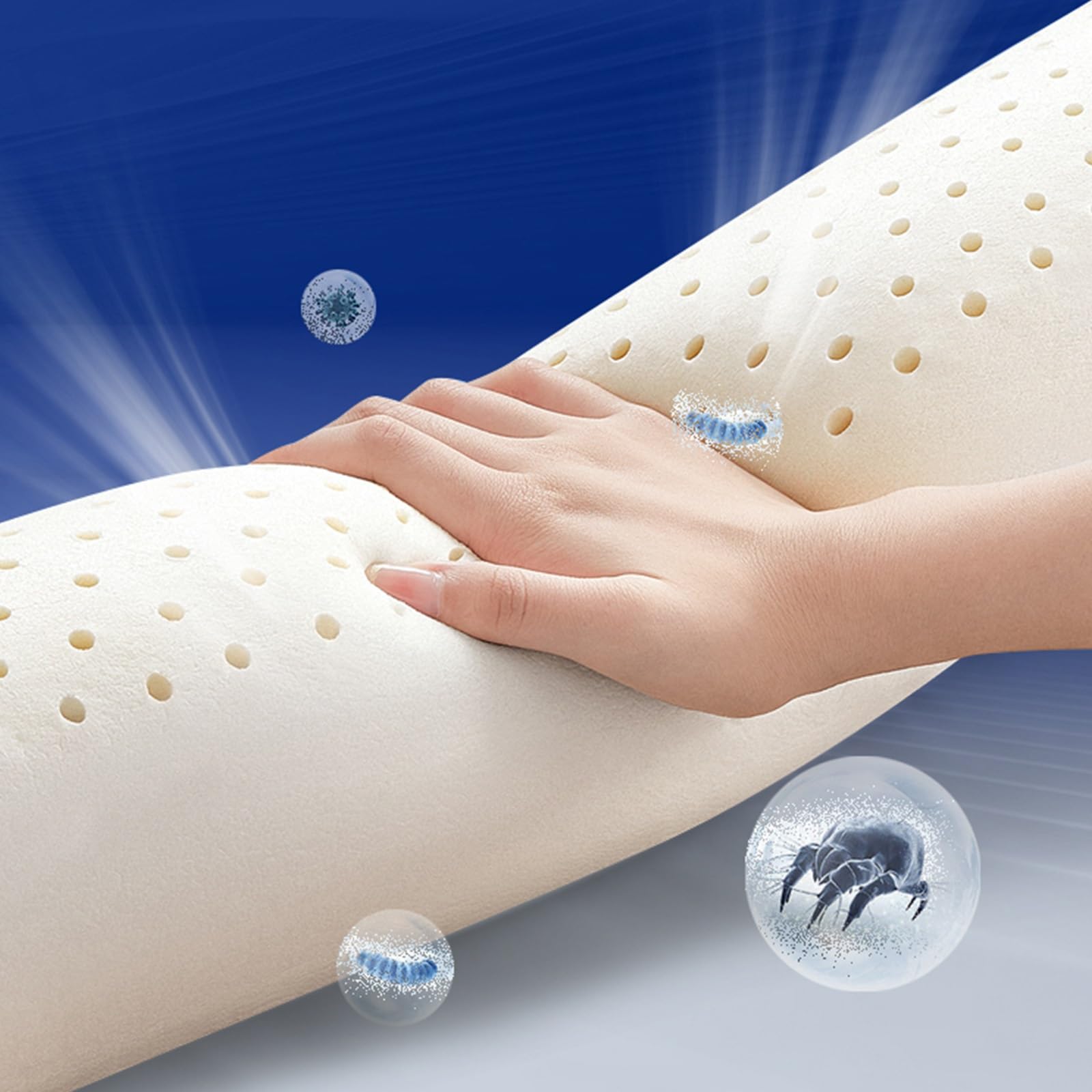 Nackenrolle Mit Bezug 60x10 Cm Kissenrolle Aus Memory Foam Multifunktionales Nackenkissen Rollen Kissen Zum Schlafen Im Liegen Und Zur Unterstützung Von Rücken Und Beinen for Bett Und Sofa(Light Blue,