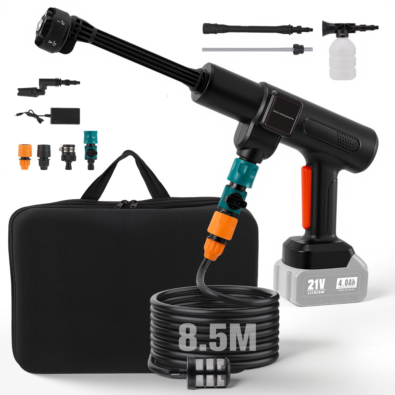 Nettoyeur Haute Pression sans Fil pour Batterie Makita 18 V, 83 Bars, Portable, avec buse réglable 6 en 1, Nettoyage Ultra-Puissant, Tuyau de 8.5m pour Le Nettoyage de la Voiture et du Jardin
