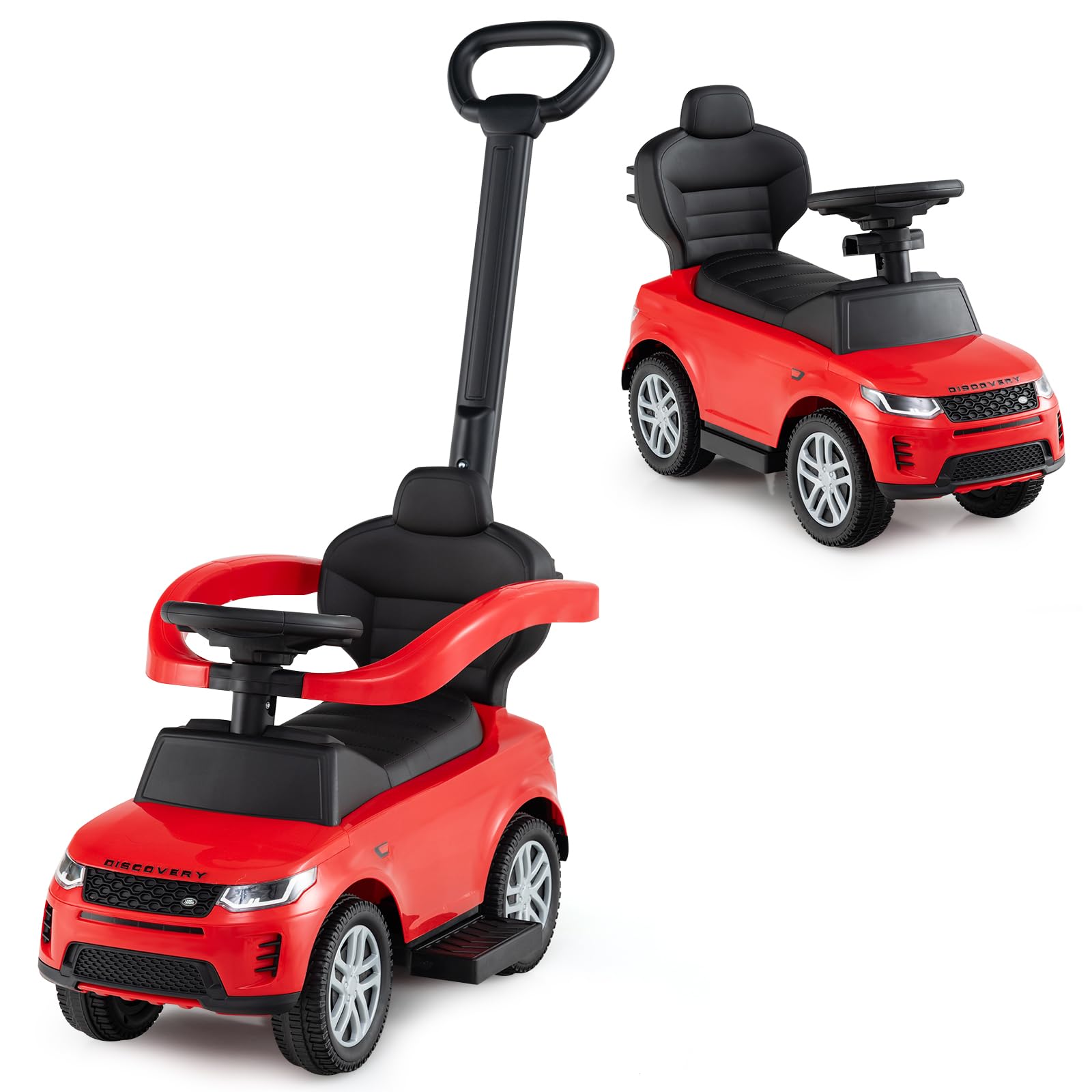 HONEY JOY Ride On Push Car for Toddlers, Licensed Land Rover Ride On Sliding Car w/Handle &amp; Handrails, Music &amp; Lights, Under Seat Storage, No Batteries, Kids Ride On Toys for Boys and Girls (Red)