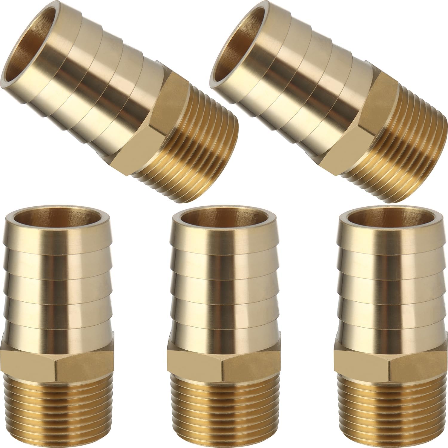 Generic Brass Barbed Hose Pipe Connector/Coupler/Fitting 3/4'' Male BSPT x 1''(25mm) Hose Barb Fuel Gas Water (Pack of 5)