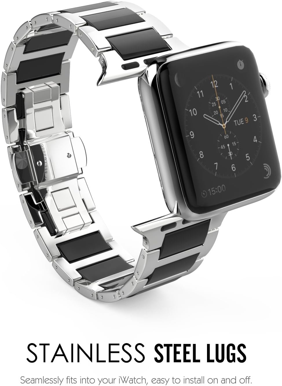 Lowest Price MoKo Band Compatible with Apple Watch 45mm 44mm 42mm,Stainless Steel Ceramics Link Replacement Strap Bracelet with Butterfly Buckle Clasp for iWatch Series 7/6/5/4/3/2/1/SE - Black Get Discount 70% Price MoKo Band Compatible with Apple Watch 45mm 44mm 42mm,Stainless Steel Ceramics Link Replacement Strap Bracelet with Butterfly Buckle Clasp for iWatch Series 7/6/5/4/3/2/1/SE - Black