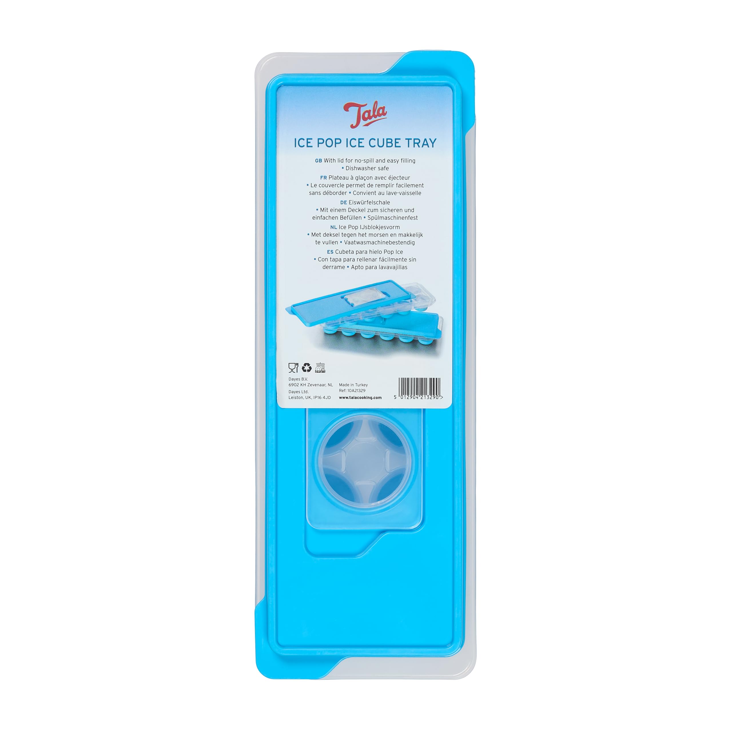 Tala Push Out Ice Cube Tray with No-Spill Removable Lid, Quick and Easy Release Silicone Based Will Release Contents with Ease, Round ice Cube Shape