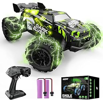 Remote Control Car, 2.4Ghz Glowing RC Cars W/ 2 Rechargeable Batteries for 40 Min Play, All Terrain Off-Road Monster Truck Toys for Boys Kids Age 4-7 8-12 Birthday Xmas Gift