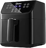 Midea MF-CN55A2 Heißluftfritteuse 5,5 L XXL Friteuse airfryer,Digitalem Display, 8 verschiedene Programmen, freie Temperaturwahl von 30 bis 200℃, 1700W, Schwarz