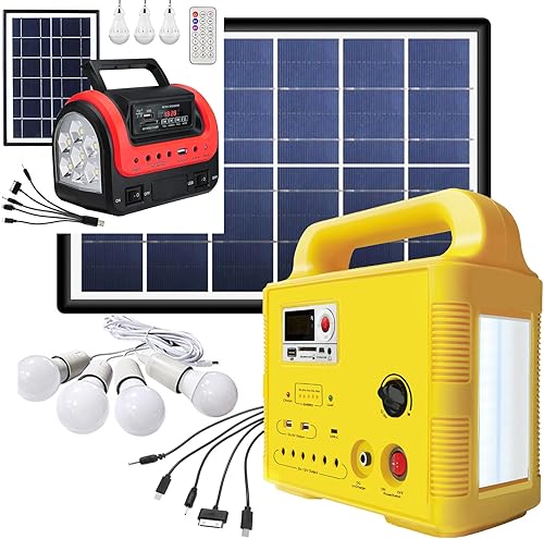 Miniatura 1 de Generador solar, generador portátil, banco de energía solar Lifepo4 con linterna LED para suministros de huracanes (rojo)
