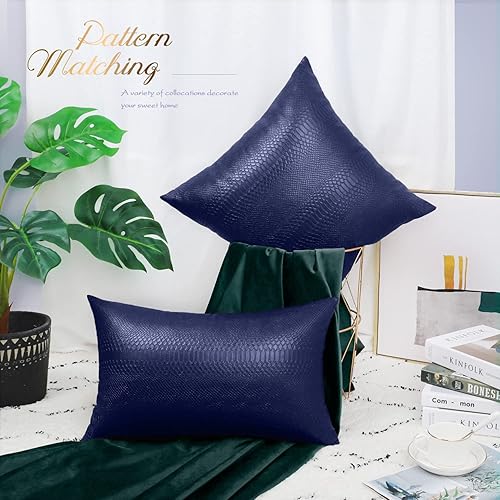 Miniatura 45 de BRAWARM Fundas de almohada de piel sintética de 16 x 16 pulgadas, paquete de 2 fundas de almohada de cuero plateado, almohadas decorativas de piel