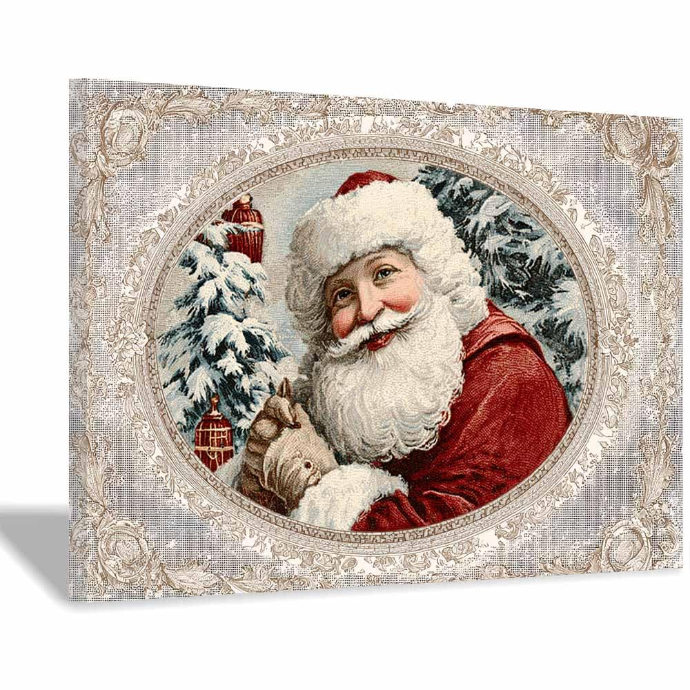 Père Noël rétro sur toile pour raviver la magie des fêtes - 7