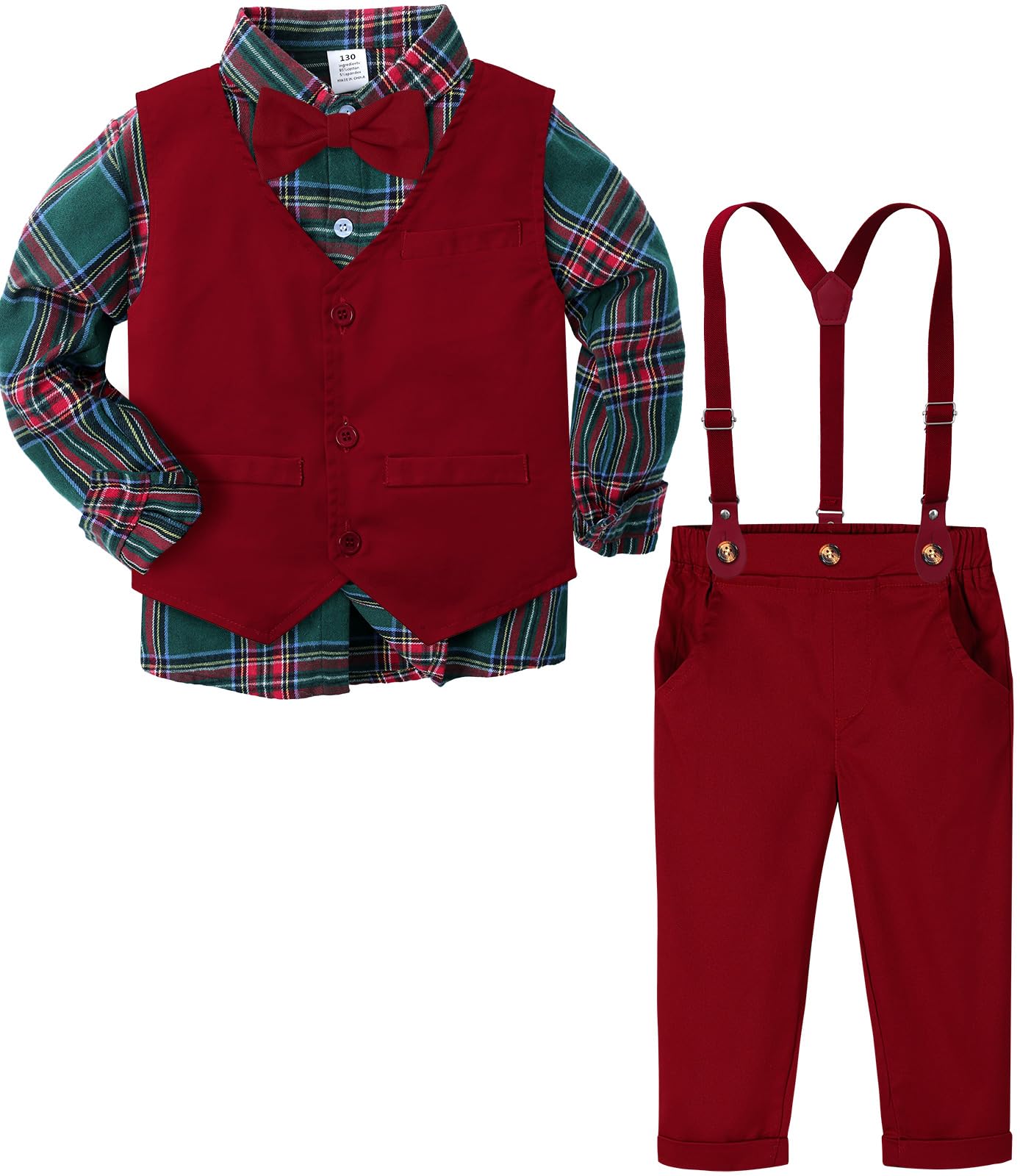 A&amp;J DESIGN Toddler Boys Formal Clothes Suspender Outfit Dress Suit 12M - 6Y