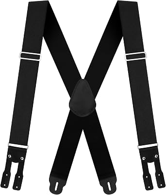 Chicingyou 2 Inches Heavy Duty Mens Suspender Wide Low Stretch Logger Hidden Suspenders Button End Logger Work Suspender X Shape Back Heavy Duty Tool Work Adjustable Strap for Button on Dungaree Pant
