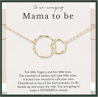 HOPE LOVE SHINE New Mom Necklace – Pregnancy Gift for Expecting Mom, First Time Mom Jewelry – Sterling Silver/Gold Double Circle Pendant with Gift Box