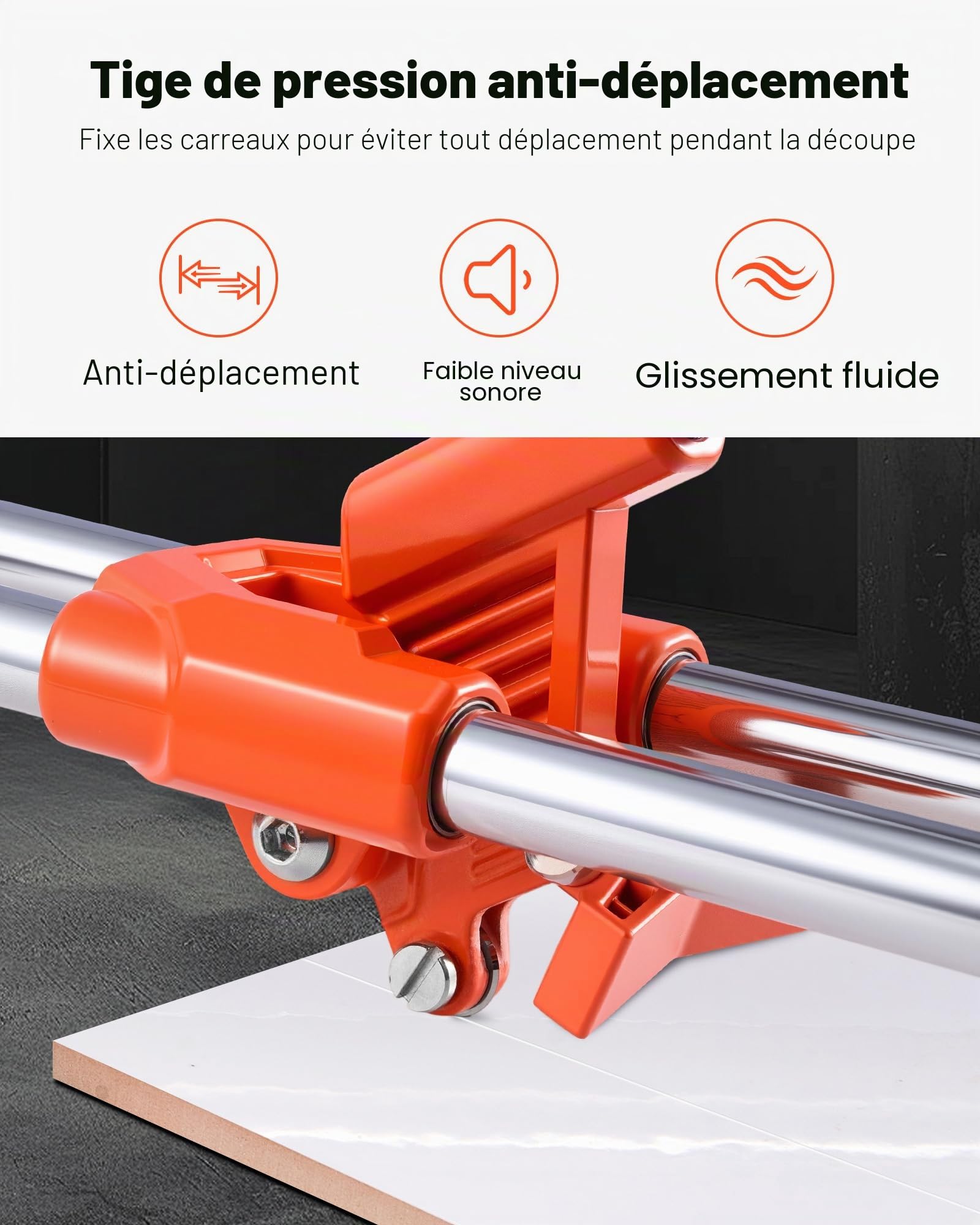 VEVOR Coupe Carreaux Manuel 400 mm Coupe Carrelage Mural et Poli et Céramique, Double Rail, avec Molette en Carbure Tungstène, Poignée Antidérapante, Découpe Précise, pour Professionnels, Débutants