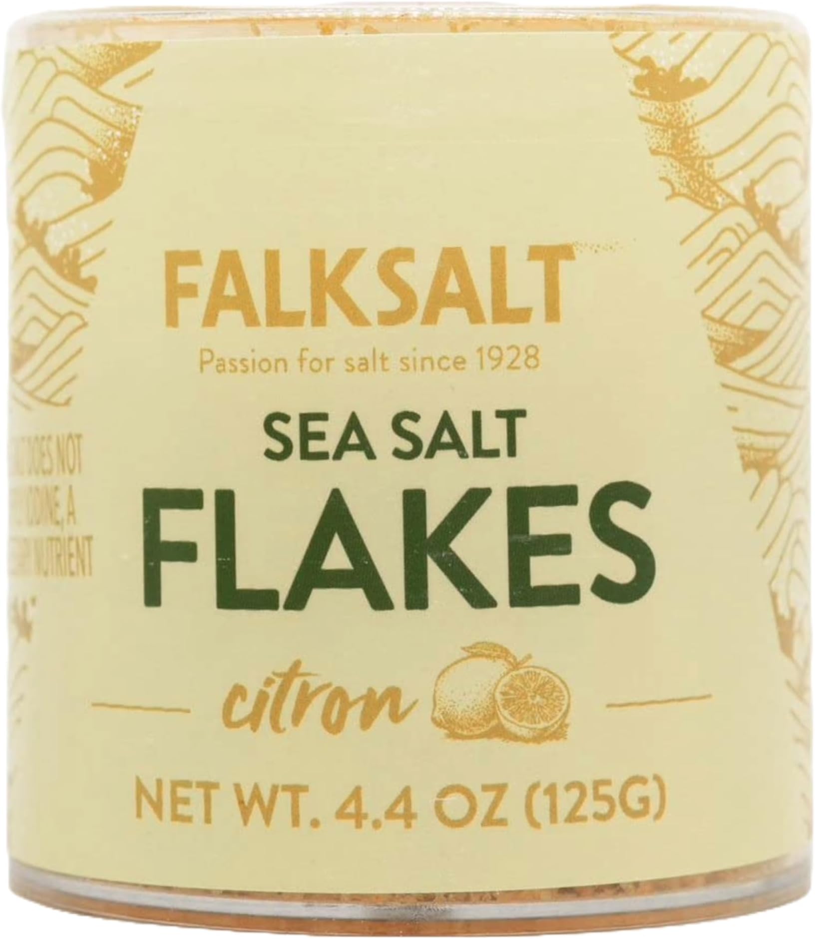 FALKSALT Citron Lemon Sea Salt Flakes 4.4oz. | Gourmet Flavored Salt | Handcrafted, Kosher and Halal Certified