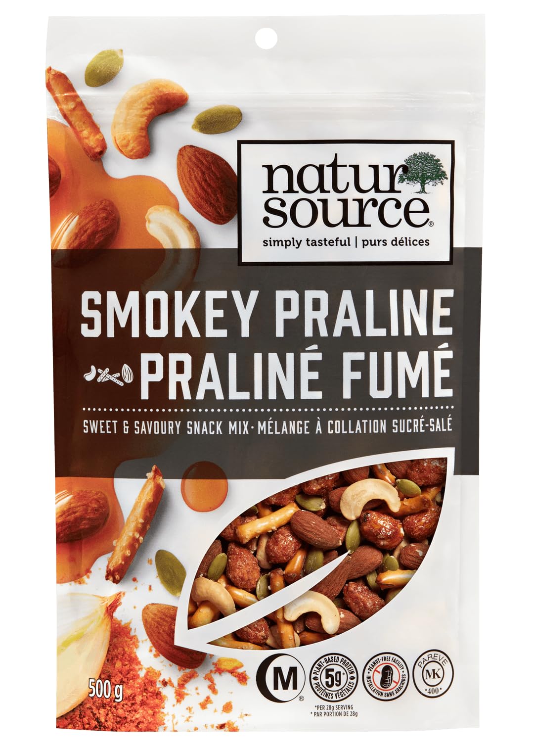 naturSource Nut Mix Gourmet Selection Smokey Praline Almonds, Made in Canada Value Size Re-Sealable Pack