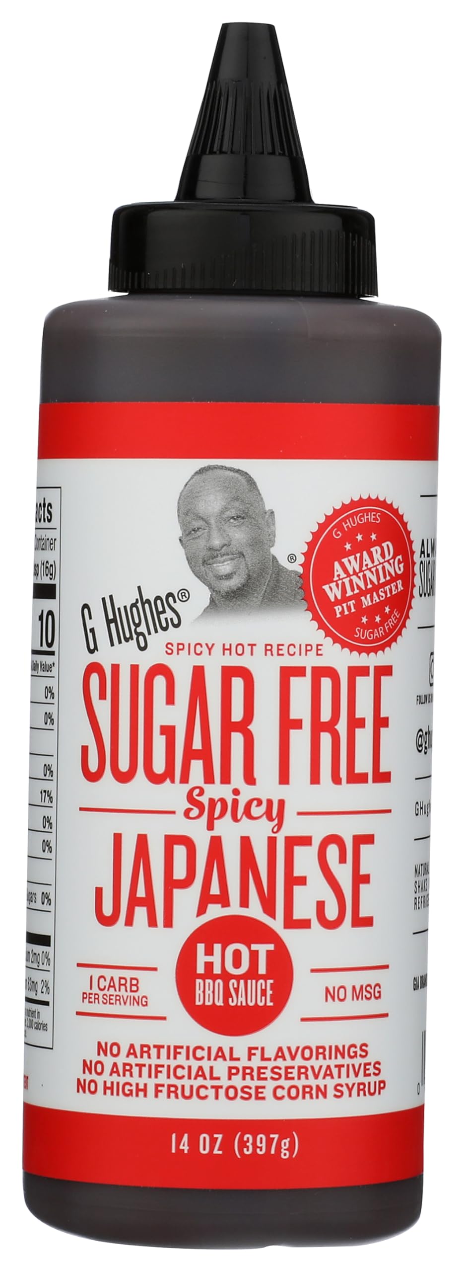G Hughes Sugar Free Spicy Japanese BBQ Sauce - Gluten Free Hot Japanese Barbecue Sauce, Gourmet Asian Marinade for Fish, Meat, Chicken Wings, Stir Fry Vegetables, No Sugar - 14 Fl Oz (Pack of 1)