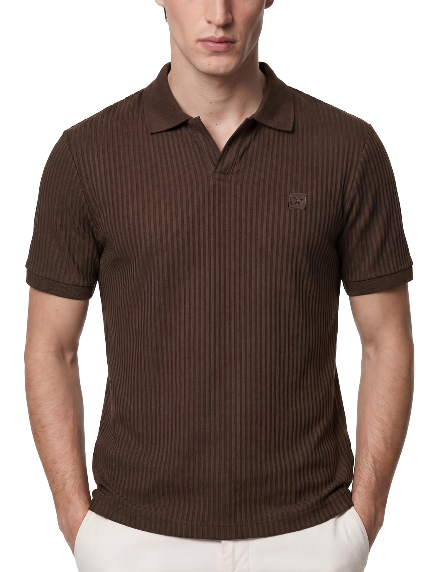damensch Men Striped Texture, Cotton-Rich Comfort, Easy Regular fit, Solid Colours Striped Polos-picture-10