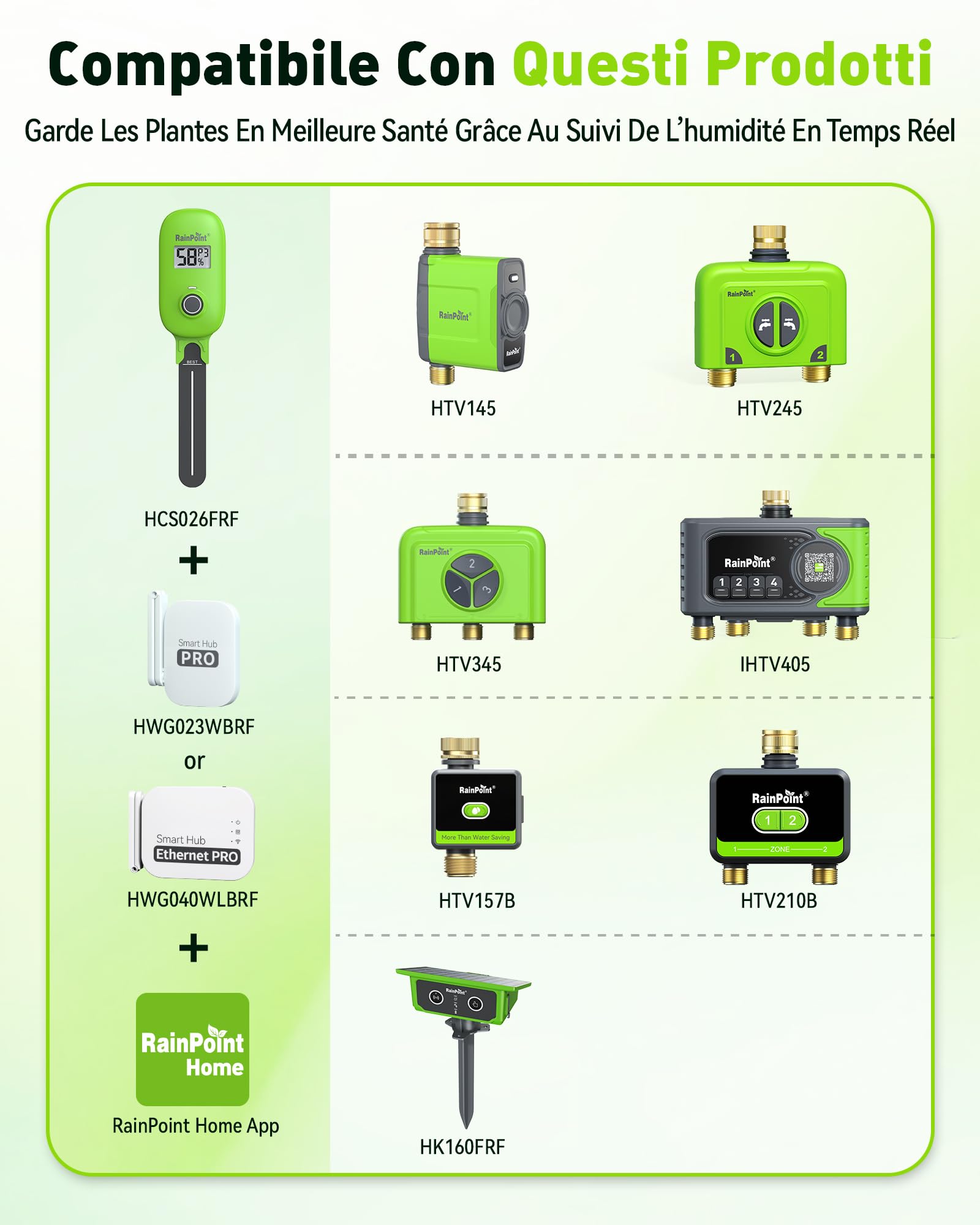 RAINPOINT Sensore di umidità del suolo intelligente con connessione app, gateway richiesto, sistema di irrigazione