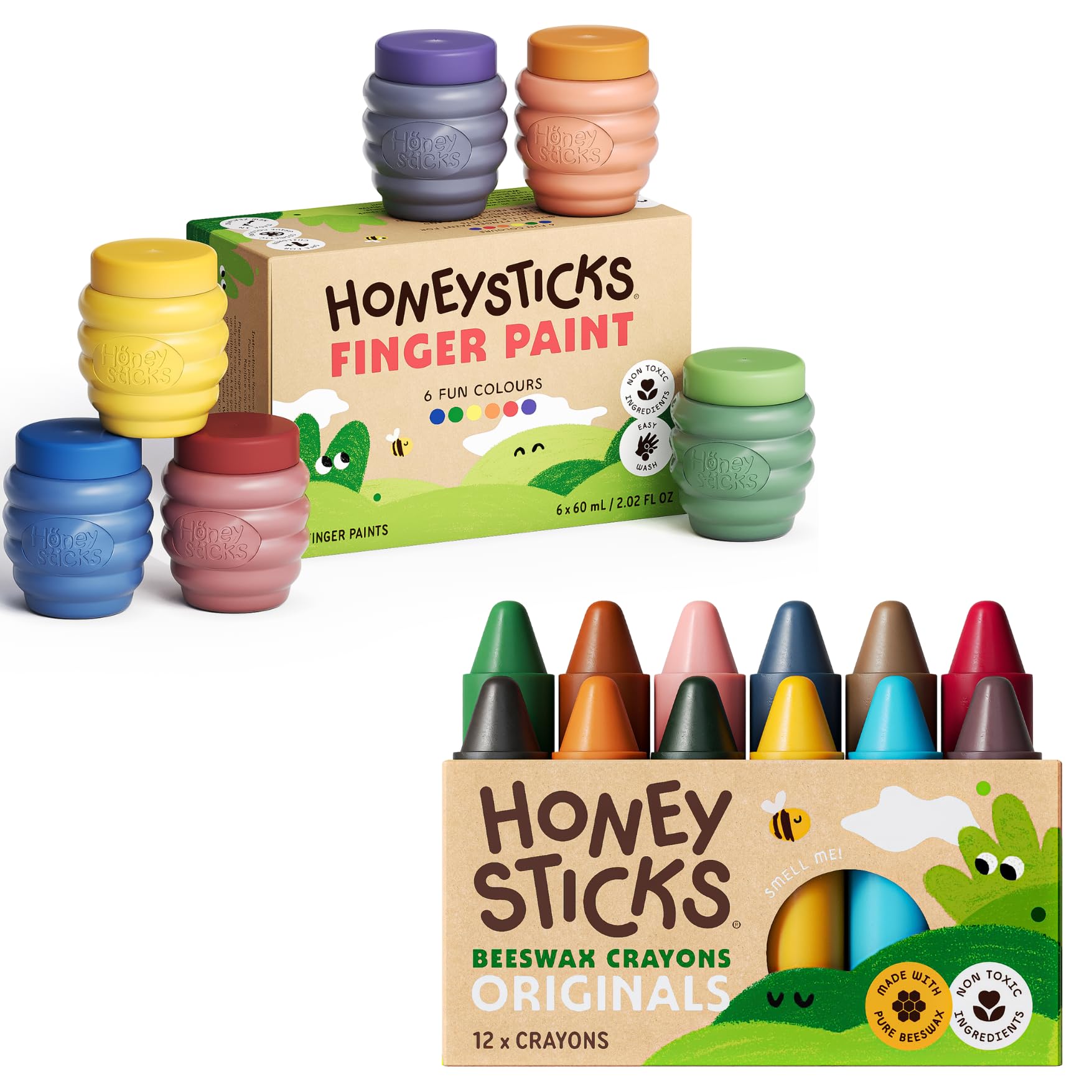 Amazon.com: Honeysticks Non Toxic Finger Paint (6 Bright Colors
