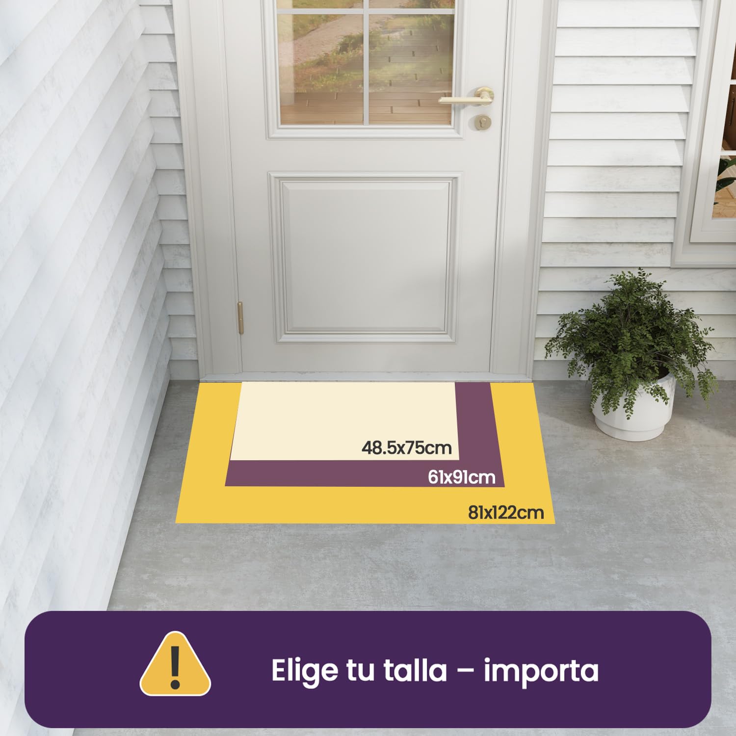 DEXI Felpudo Exterior 61 x 91 cm, Alfombra Entrada Casa Antideslizante con Orificios de Drenaje, Felpudos Impermeable y Resistente para Puerta Principal, Terraza y Balcón, Gris