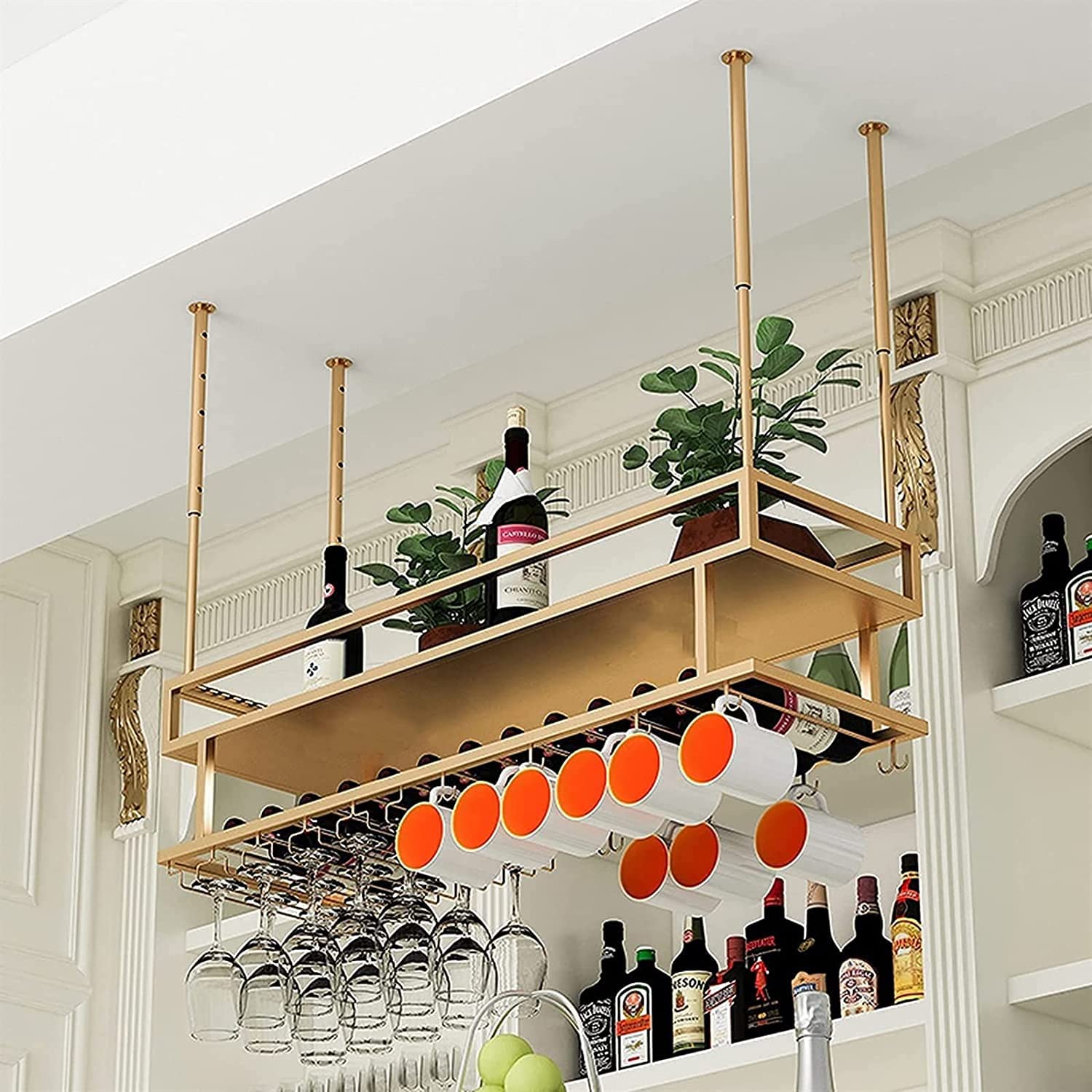Casier à vin au plafond suspendu à 2 couches de 100cm avec hauteur réglable