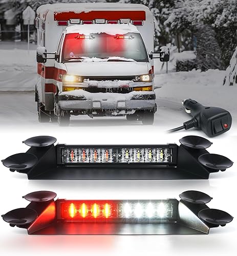 LUMENIX Luces estroboscópicas de emergencia para salpicadero, luces de bombero, parabrisas, tráfico, barra de luz LED, barra de luz intermitente