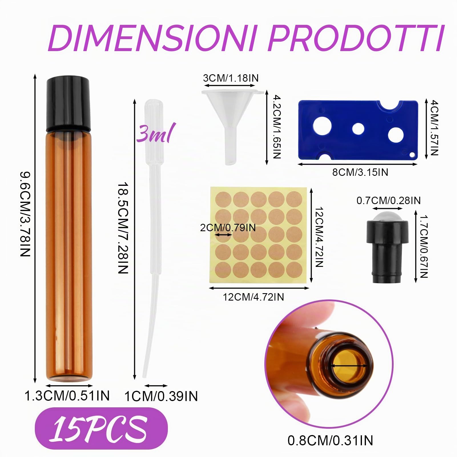 16 Pezzi Roll-On in Vetro Marrone da 10ml per Oli Essenziali, Marrone Roll On Bottiglia Boccette Vuote Contenitore Flaconcini Vuoti con Sfera in Acciaio Inossidabile, per Aromaterapia, Profumi