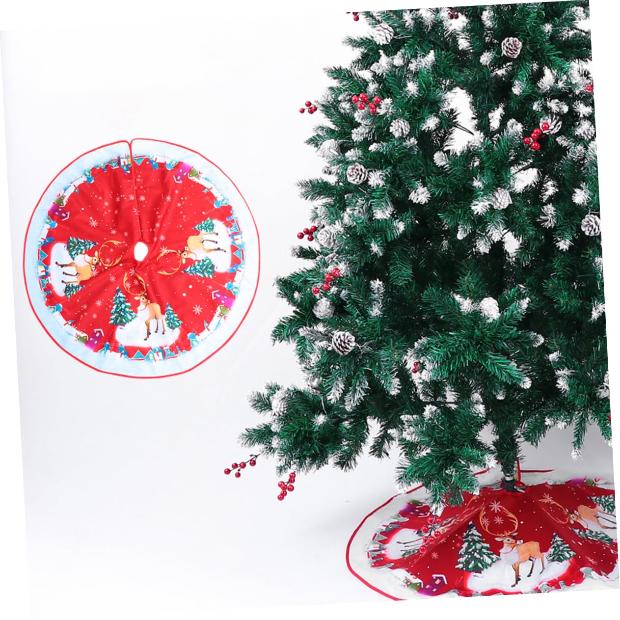 Alipis 3sets Weihnachtsbaumrock Dekorationen Rentierbaum Rock Ornamente Weihnachts Party Weihnachten Party Umstandskleidung Weihnachtsbaumschmuck Baumbodenabdeckung Flanell Rot 2pcs*3