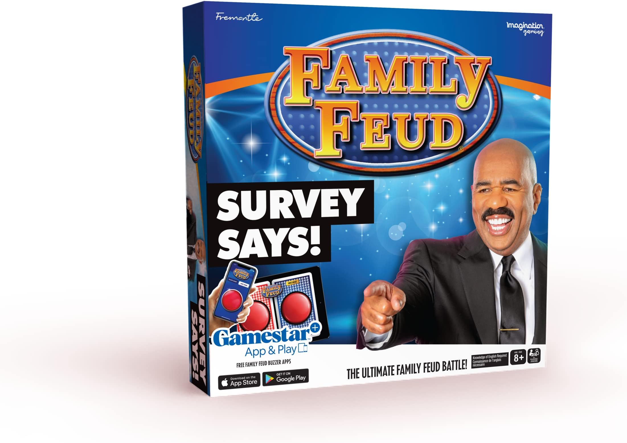 Imagination Gaming Family Feud Survey Says Edition Card Game, Complete with Hundreds of Survey Questions, 150 Question Cards, 50 Fast Money Cards, Complementary App with Sound Effects from The Show