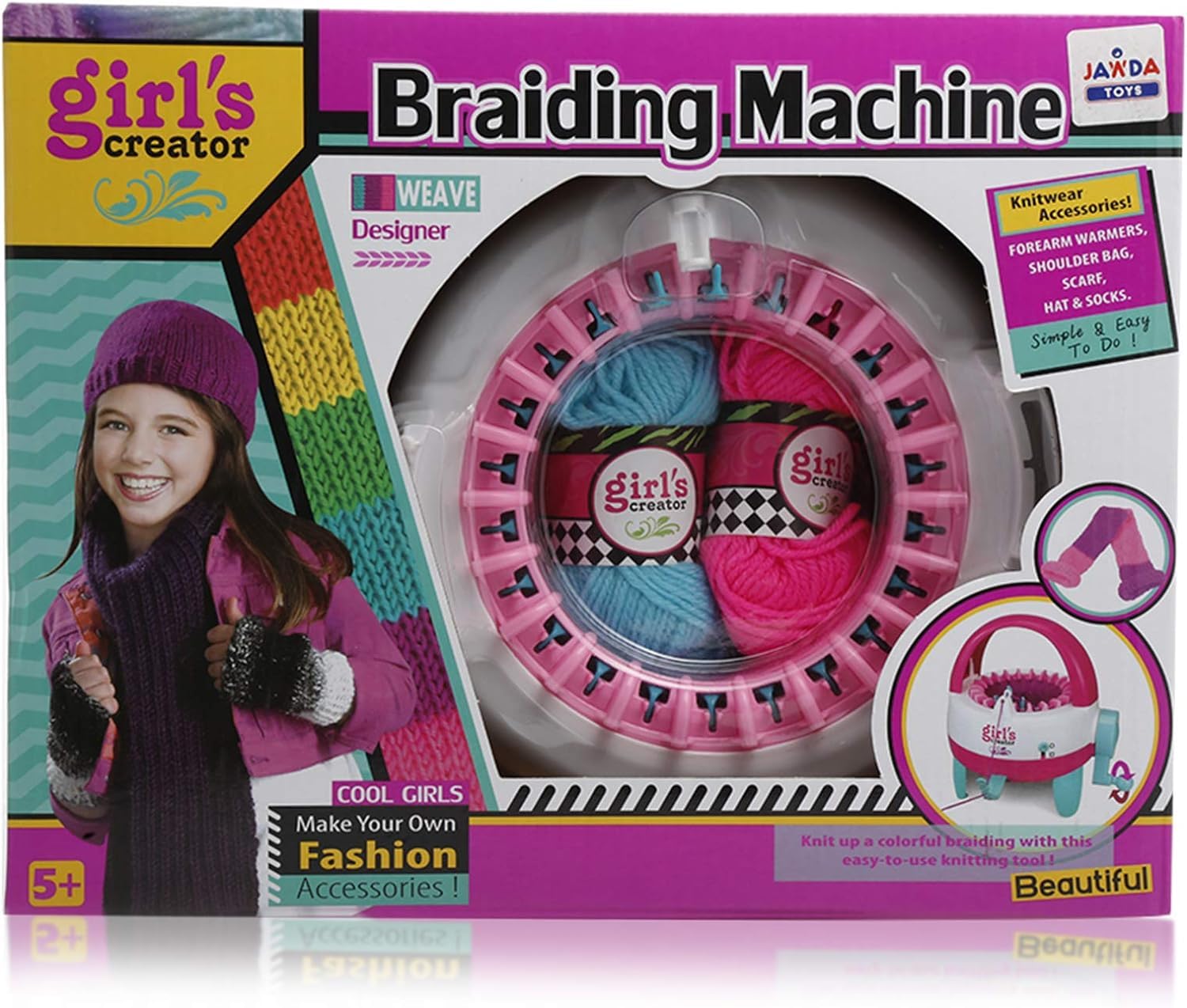 PANSHUB Girl’s Creator Braiding Machine Knitting Machine Kids Intellectual Weaving Loom Scarf Hat Socks Knitter Toy (Multi Color) 1