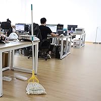 Vista 4 de OFO - Trapeador húmedo de cuerda con extremo de bucle, trapeador de polvo industrial comercial resistente, poste de acero inoxidable de 67 pulgadas