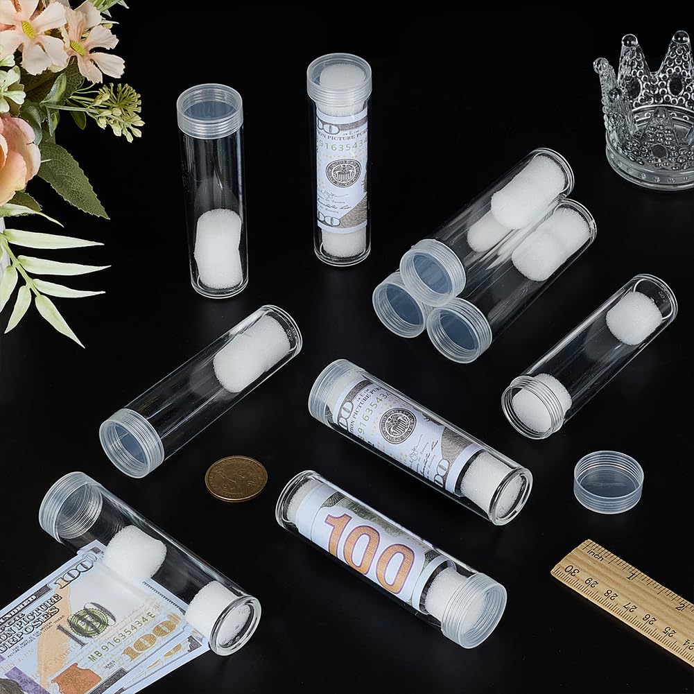 FINGERINSPIRE 10 Pcs Round Clear Coin Storage Tube Plastic Coin Holder with Protective Sponge 29x102mm Transparent Collection Tubes for Coins Commemorative & Rare Coins (Inner Diameter 25mm) - Image 4