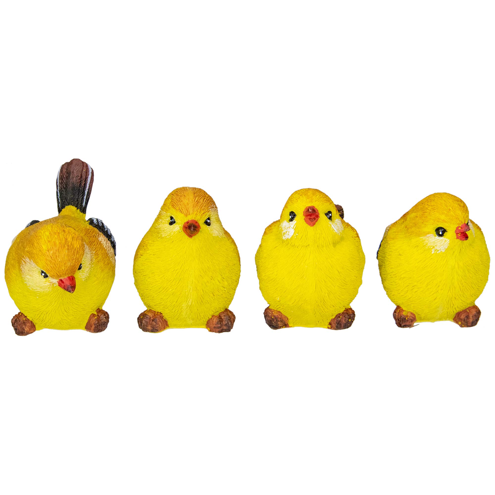 Set of 4 Small Goldfinch Bird Figurines 3"
