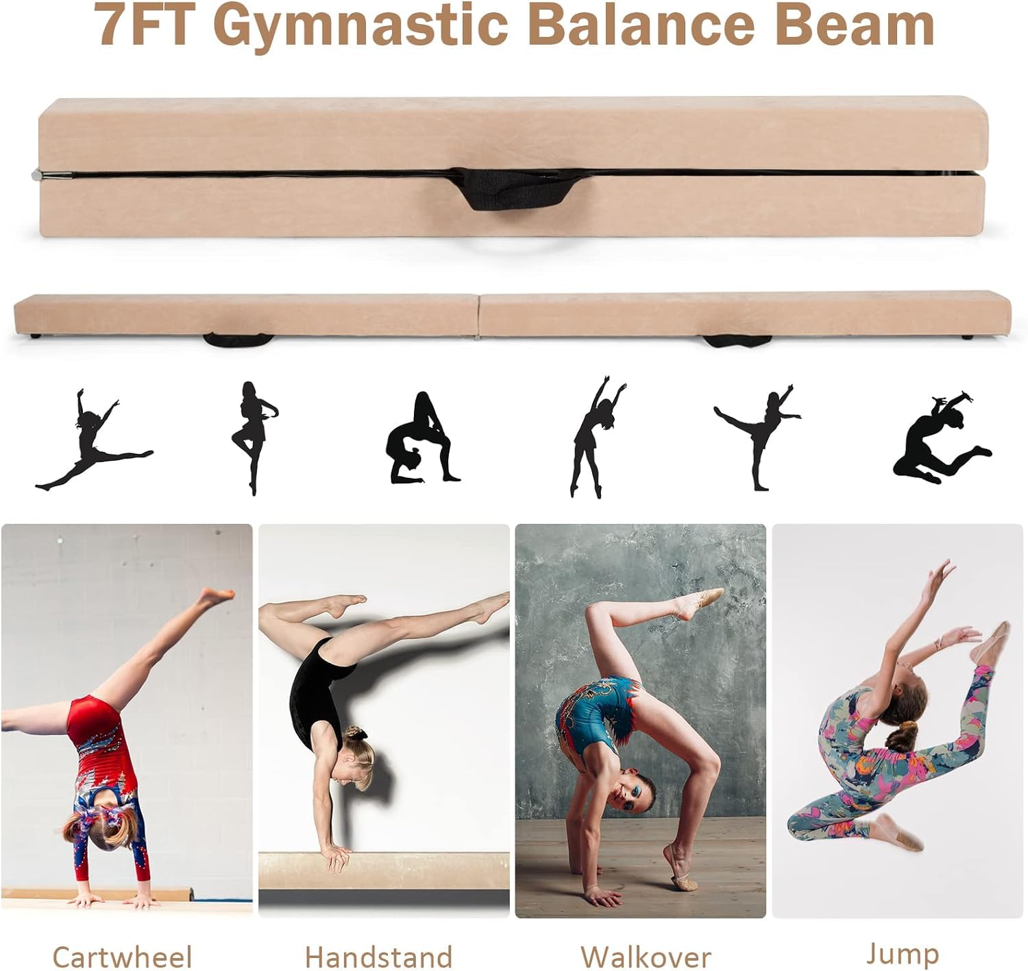 Trave Di Equilibrio Pieghevole Per Bambini - 220 Cm In Pelle Scamosciata Per Allenamento Casa O Palestra