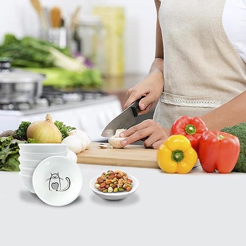 Miniatura 5 de BigNoseDeer Super Cute - Plato de cerámica para gatos, mini condimentos laterales, condimentos, cuenco de soya para sushi, platos para servir