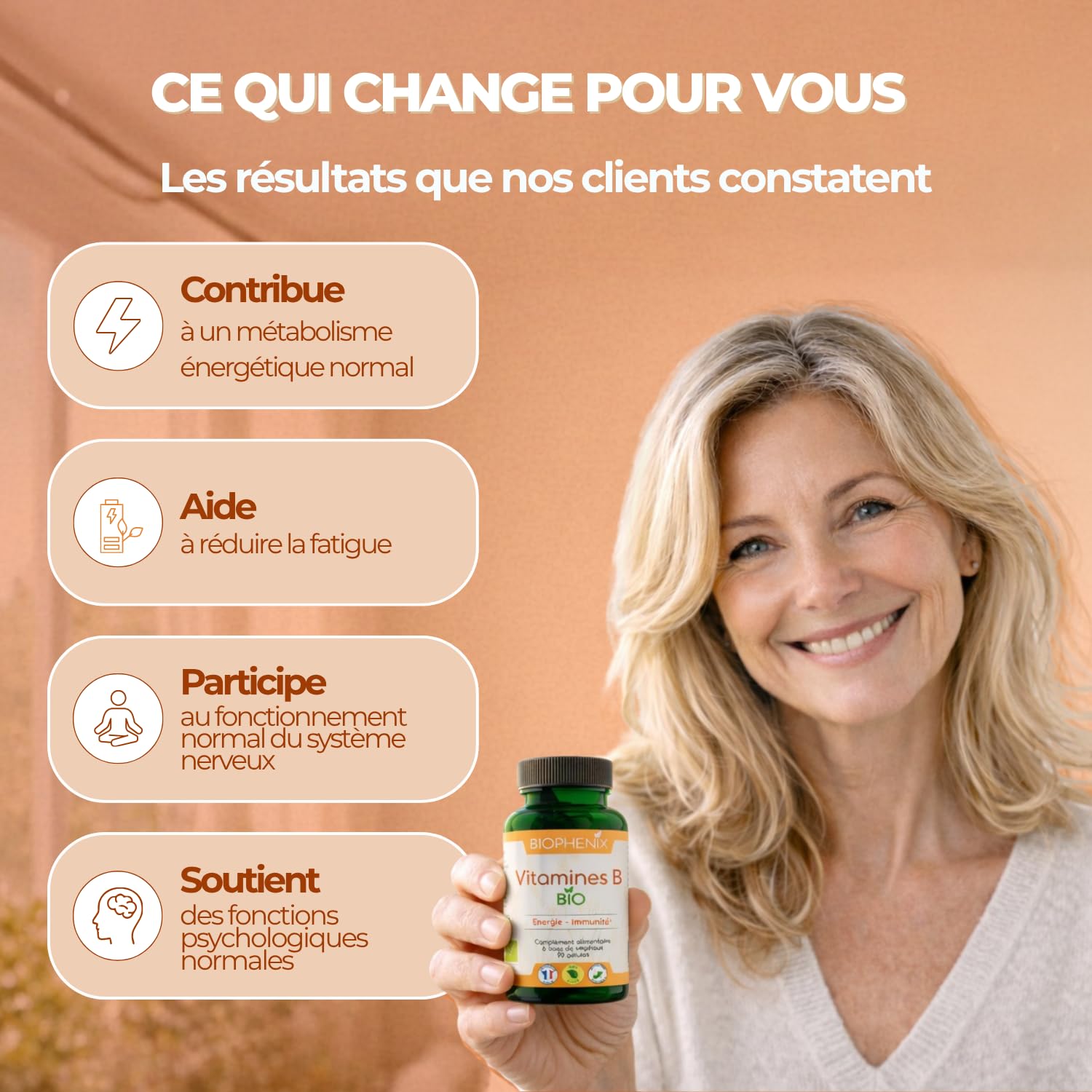 Biophénix - Vitamines B Bio 90 Gélules - 100% Naturel à Base de Végétaux - Énergie, Vitalité & Système Nerveux - Vitamines B1, B2, B3, B5, B6, B8, B9 et B12 - Fabriqué en France - Vegan
