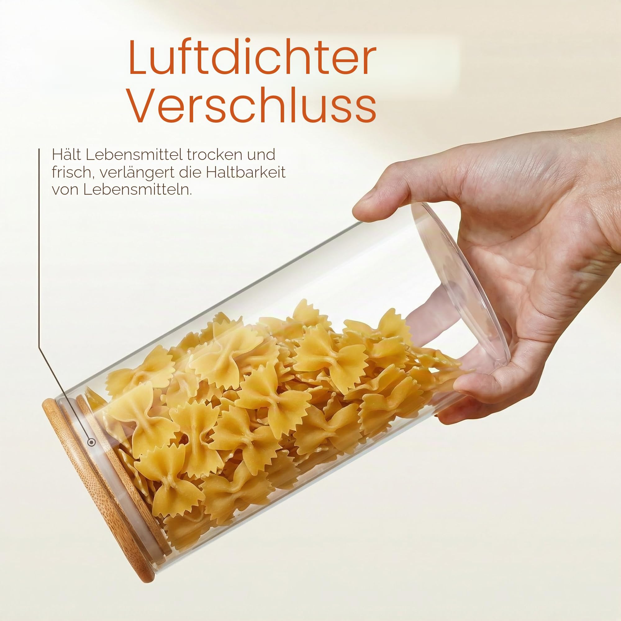 HomArtist Glasdosen mit Bambusdeckel 34 FL OZ [8er Set], Glasdosen mit luftdichtem Deckel, Glasbehälter für Lebensmittel für Nudeln, Hafer, Kaffee, Mehl, Reis, am besten für Küche & Speisekammer