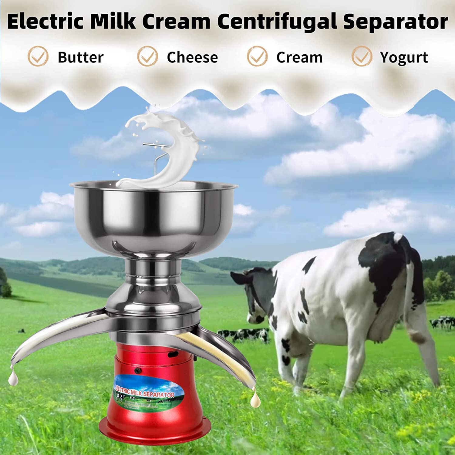 Zentrifugalabscheider für frische Milchcreme, elektrischer Milchshake-Abscheider mit 50 l/h, Milchentrahmungsmaschine, die Roh- oder Vollmilch in Magermilch und Sahne verwandelt