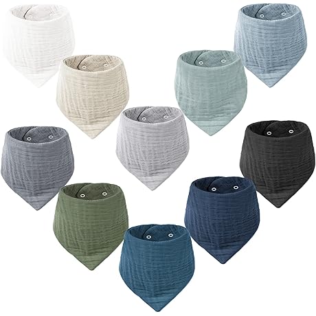 Konssy Organic Muslin Baby Bandana Drool Bibs