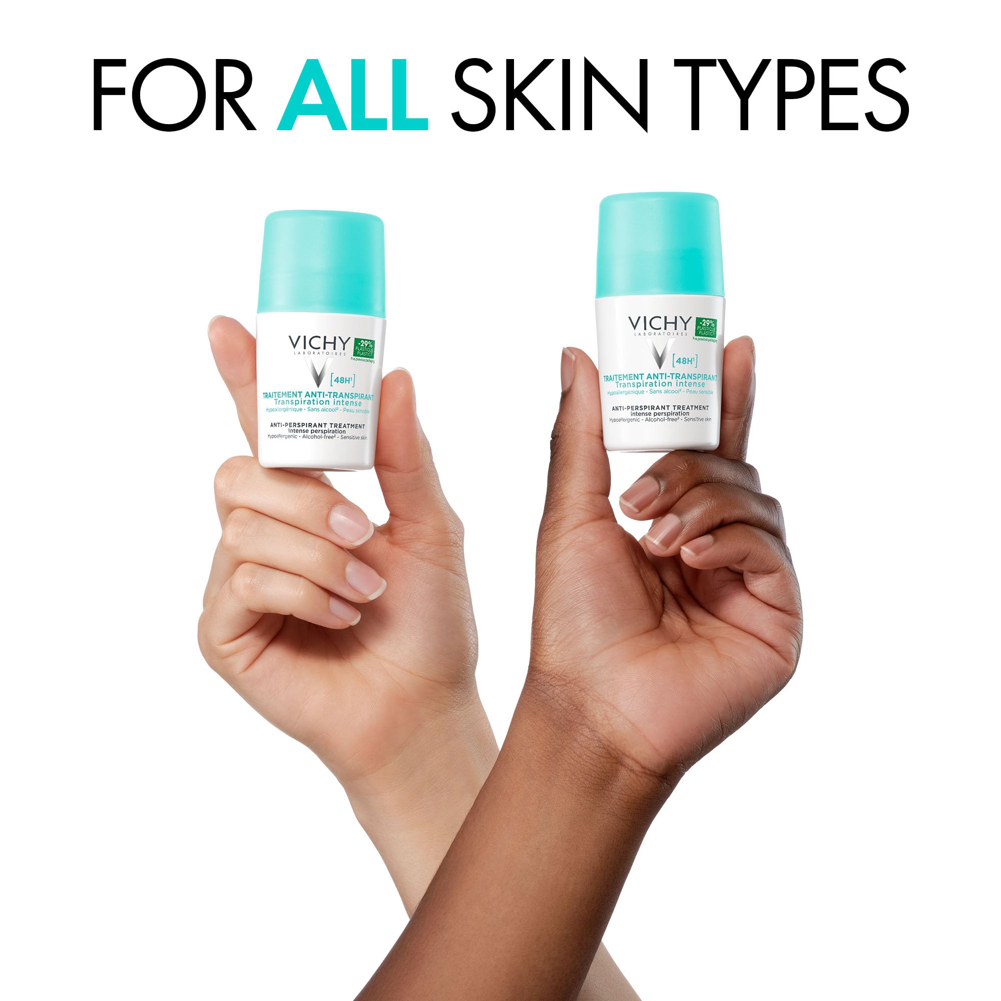 Vichy Intensive Anti-Perspirant Roll-On 50ml – Strong 48H Sweat & Odour Protection for Normal to Heavy Perspiration, Gentle on Sensitive Skin, Everyday Reliable Freshness